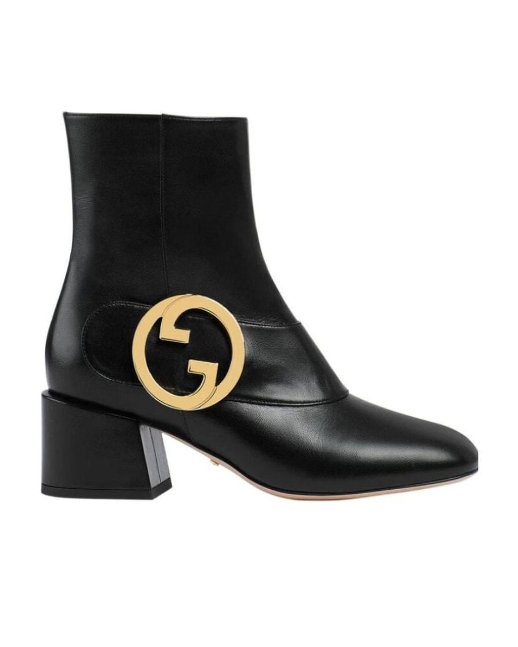 Gucci Black Blondie Logo-Plaque Ankle Boots