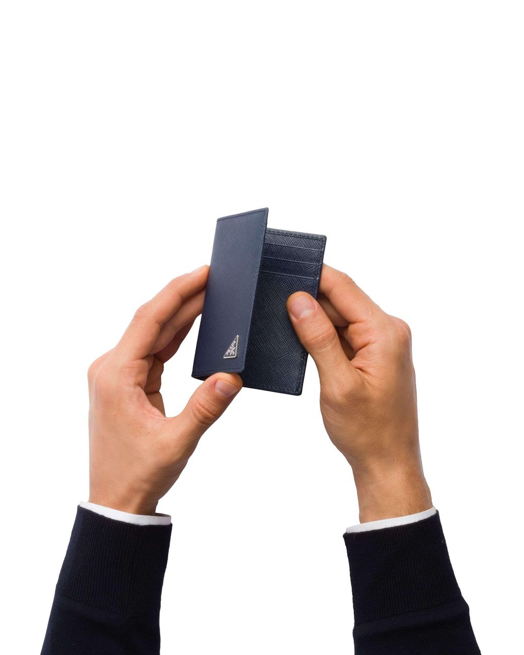 Prada Black Saffiano Leather Card Holder for men