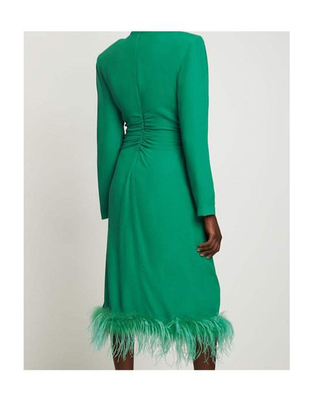 GIUSEPPE DI MORABITO Green Viscose Midi Dress W/ Feathers