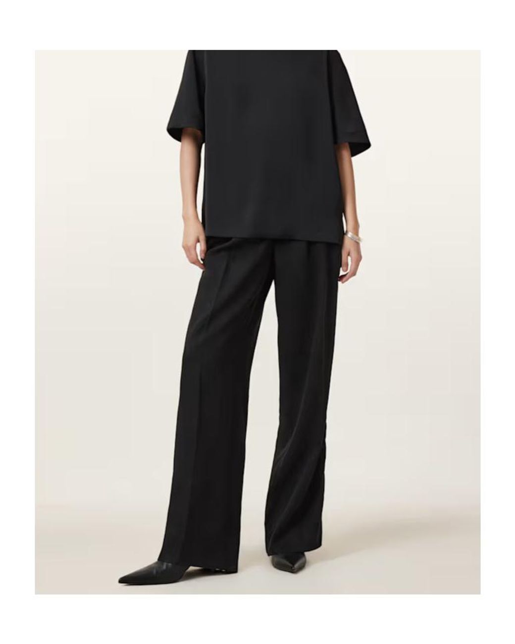 AllSaints Black Tailored Wide-Leg Pants