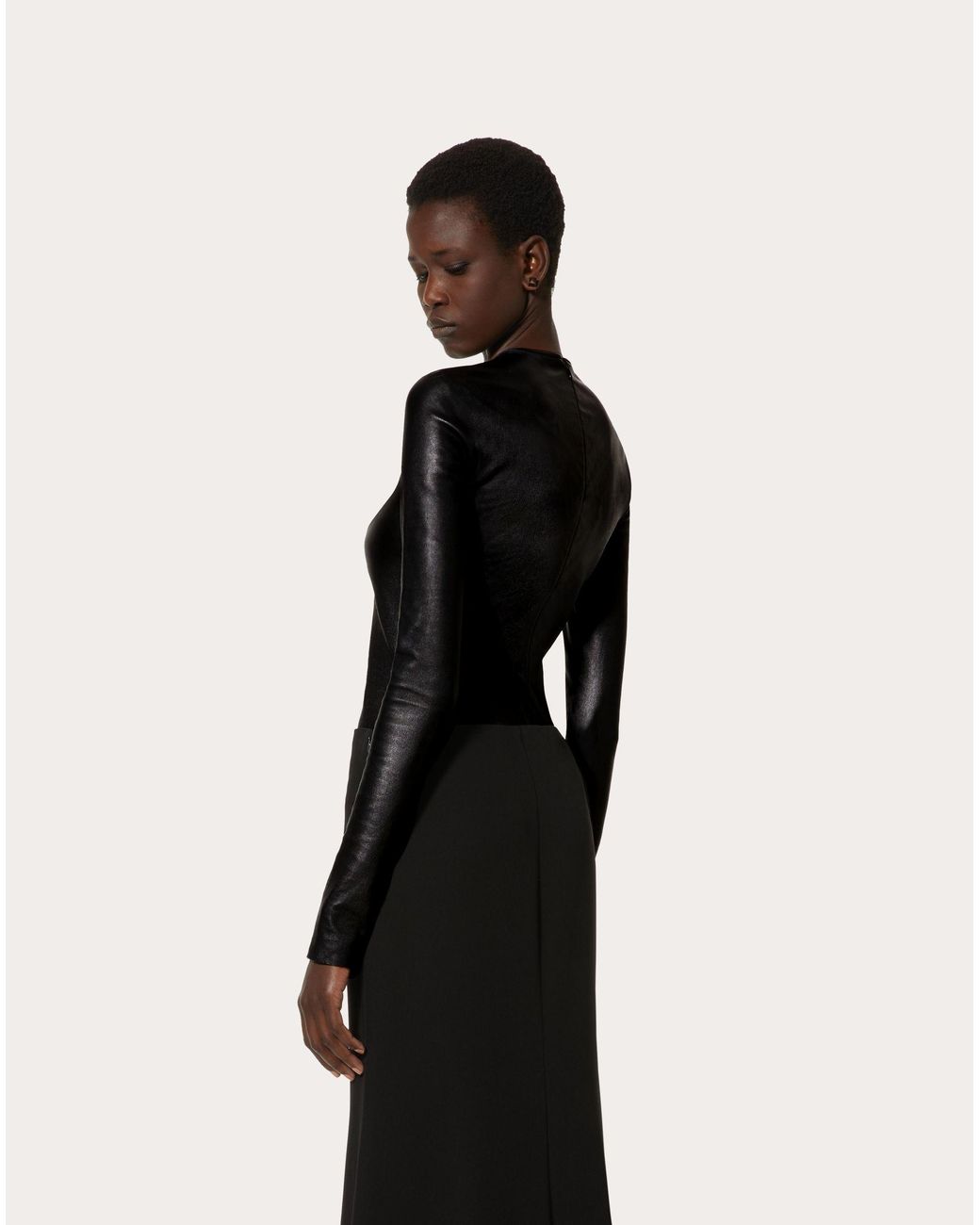 Valentino Black Stretch Long-Sleeved Blouse