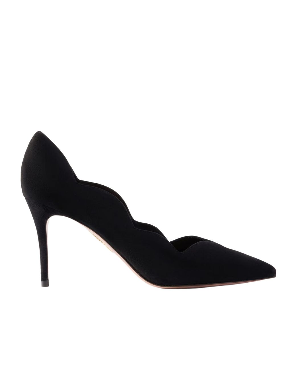 Aquazzura Black Fan-Shaped Suede High Heels