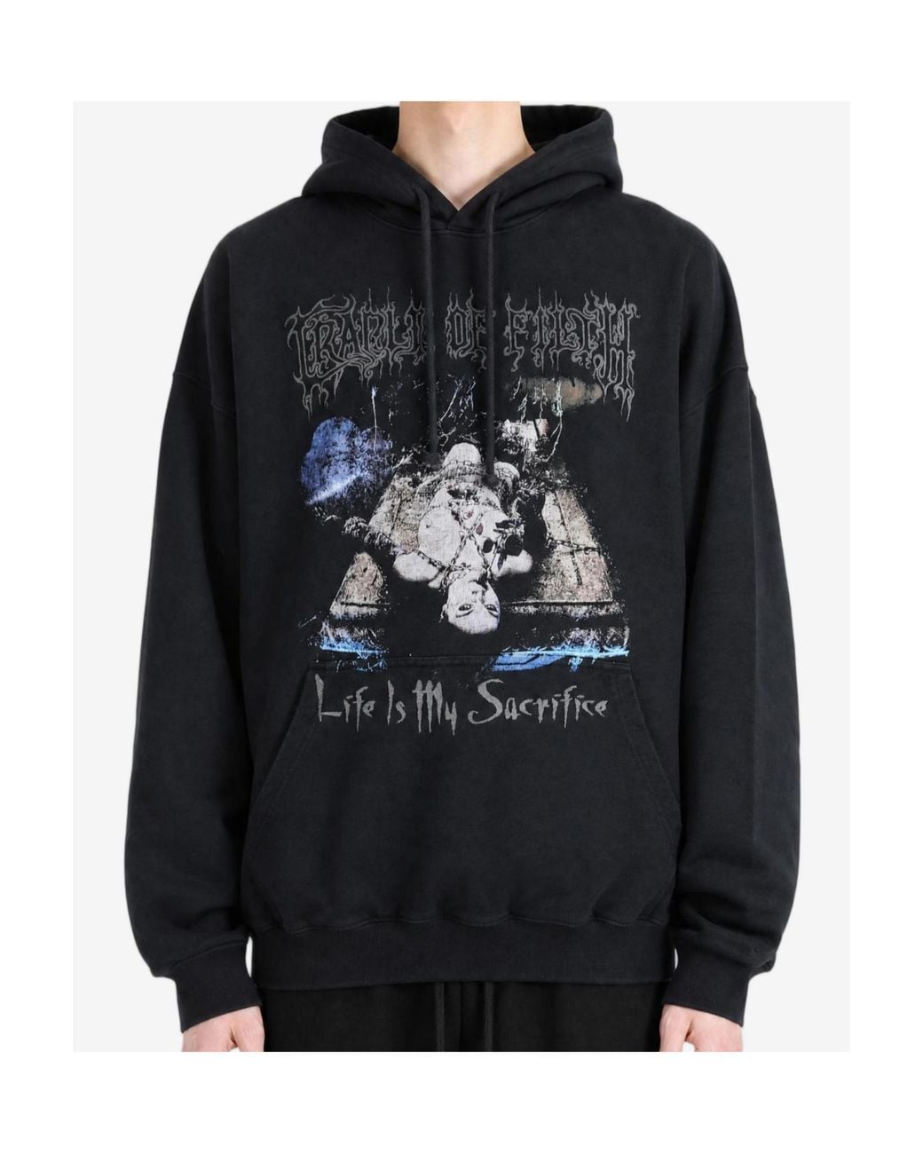Vetements Blue Graphic Oversized Hoodie for men