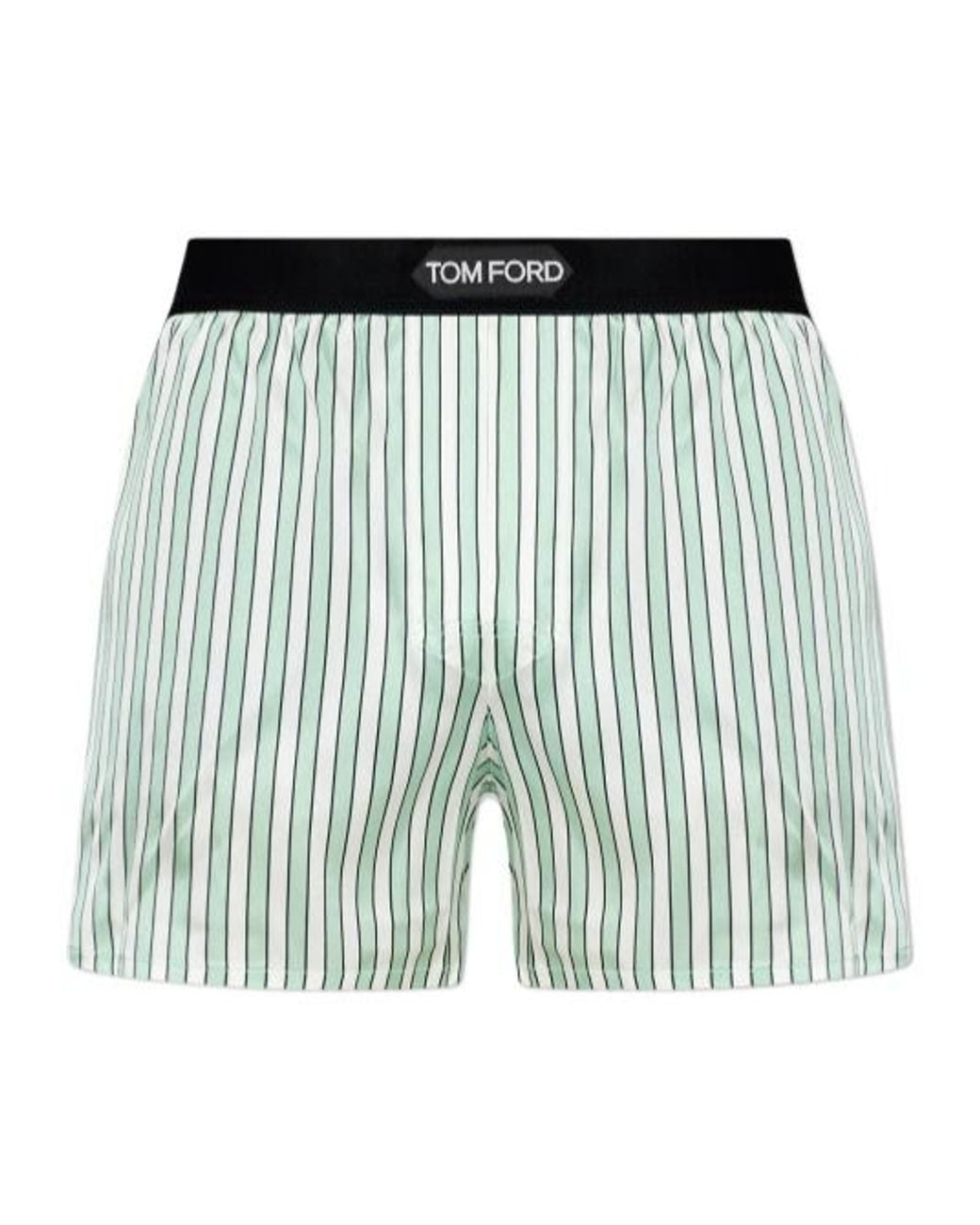 Tom Ford Green Striped Logo-Waistband Boxers for men