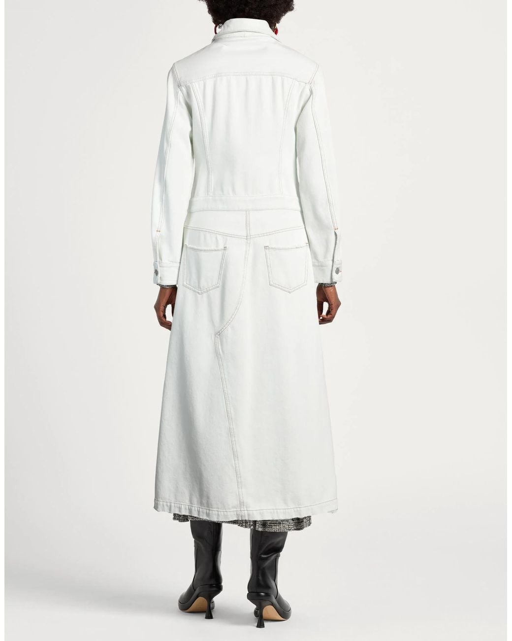 MM6 by Maison Margiela White Light-Colored Denim Trench Coat