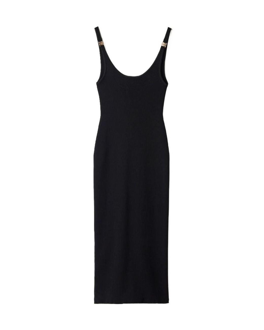 Miu Miu Black Sleeveless Ribbed-Knit Midi Dress