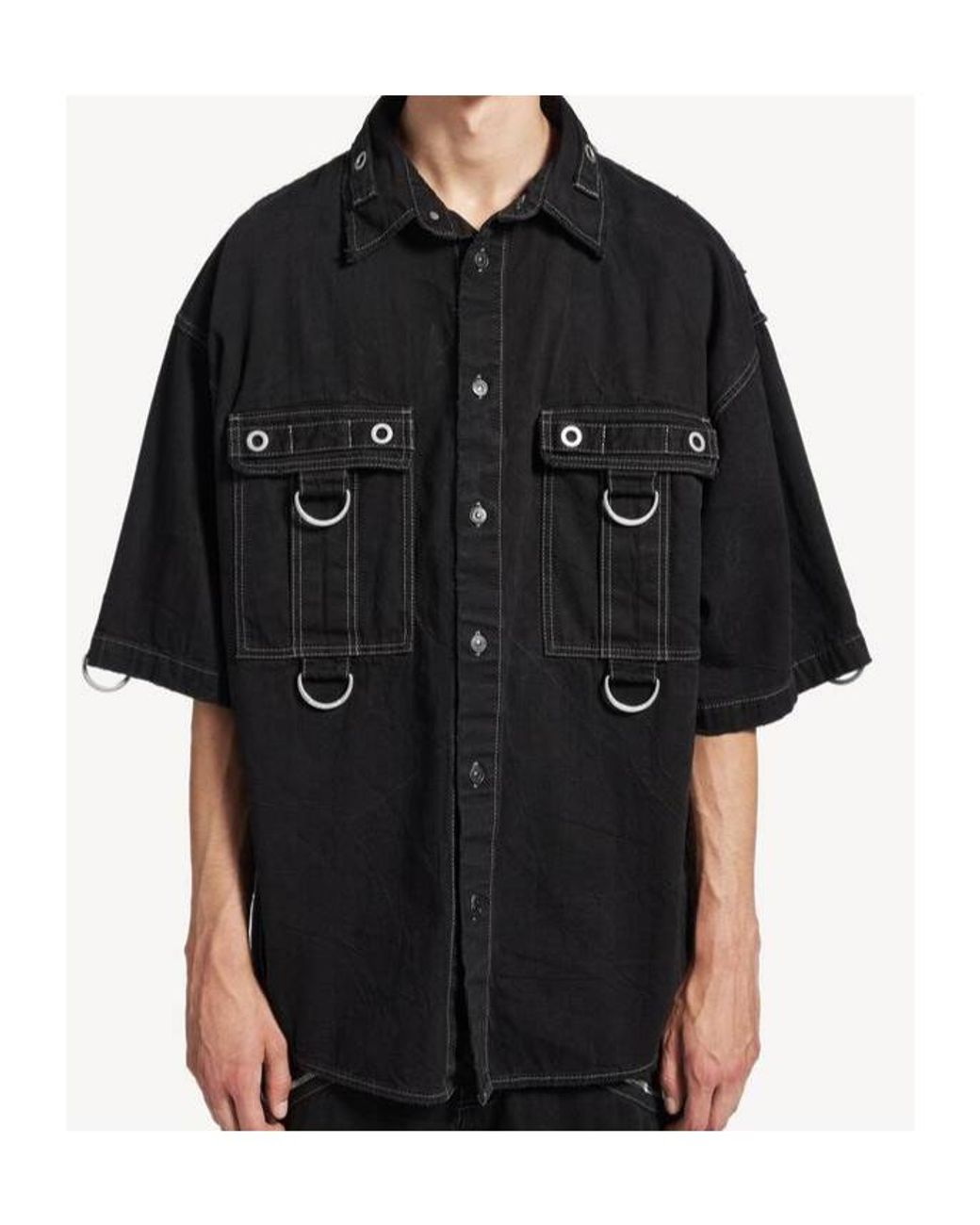 Balenciaga Black D-Ring Cargo Shirt for men