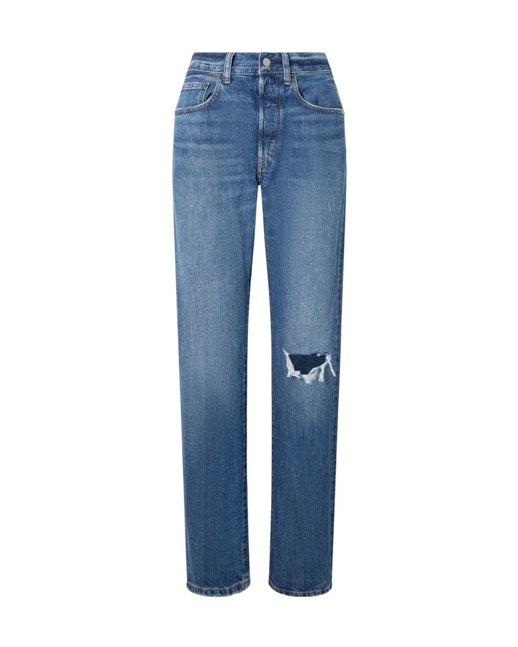 Polo Ralph Lauren Blue Distressed Straight-Leg Jeans