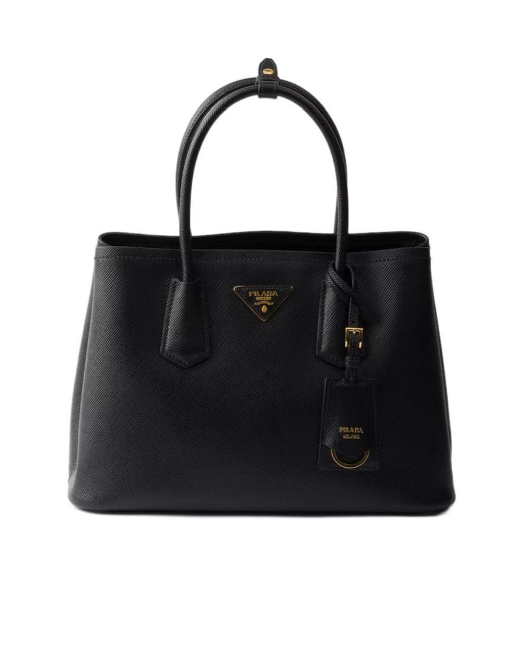Prada Black Double Medium Saffiano Leather Bag