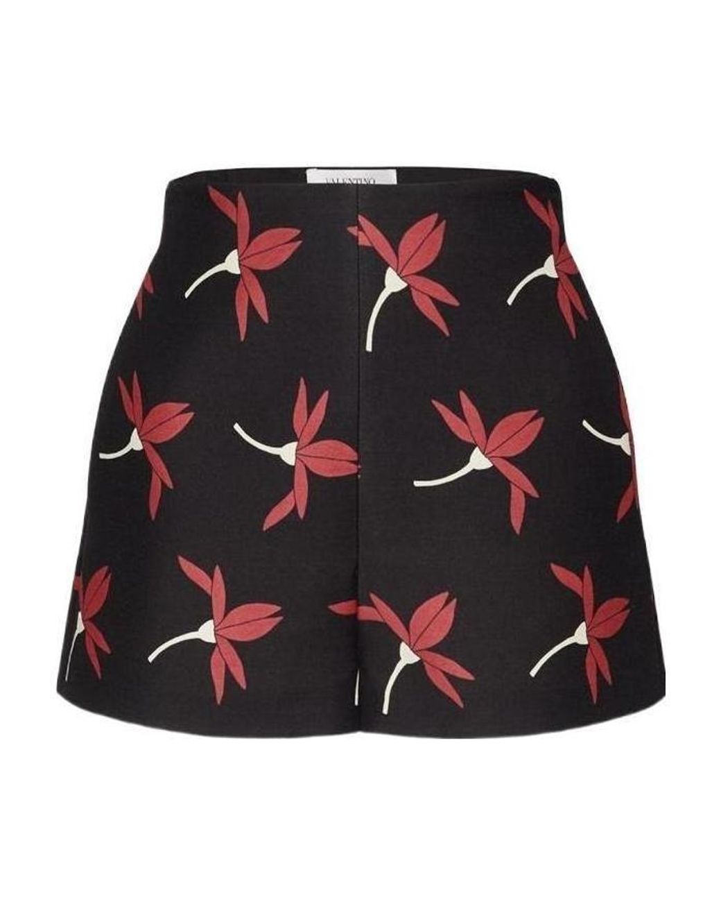 Valentino Red Floral-Print Shorts