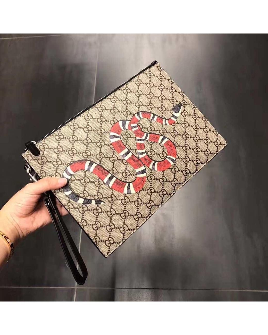 Gucci Metallic Gg Pouch With Kingsnake for men