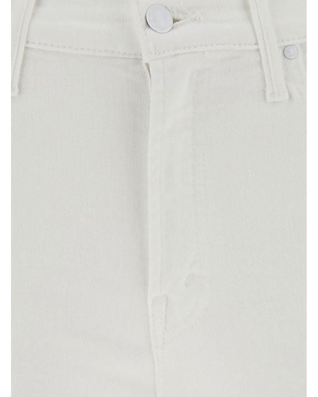 Mother White The Insider Frayed Edge Cropped Trousers