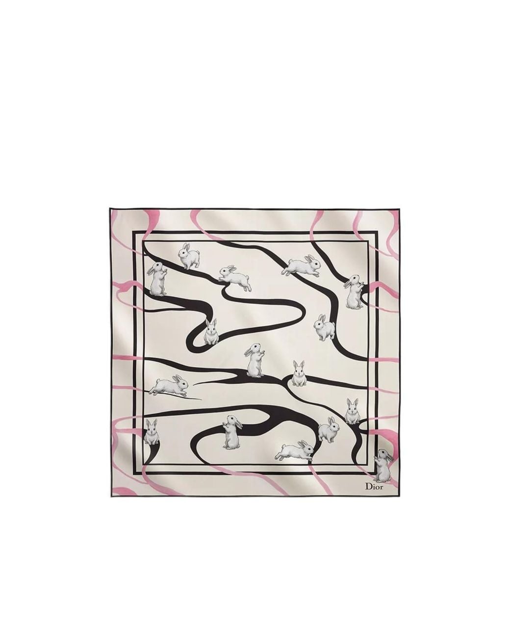 Dior White Funny Bunny 90 Square Scarf