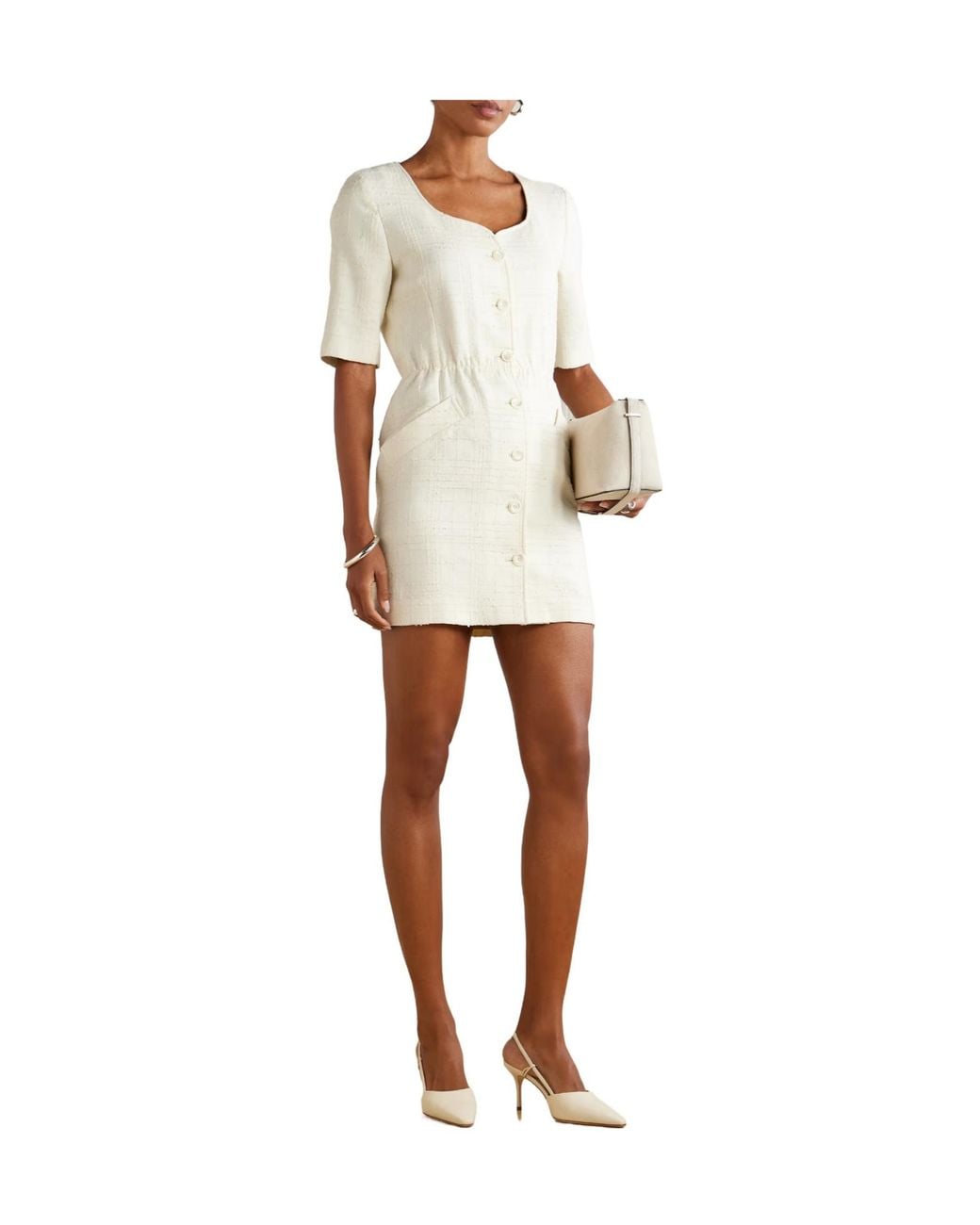 Giuliva Heritage White The Vanessa Wool Bouclé-Tweed Mini Dress