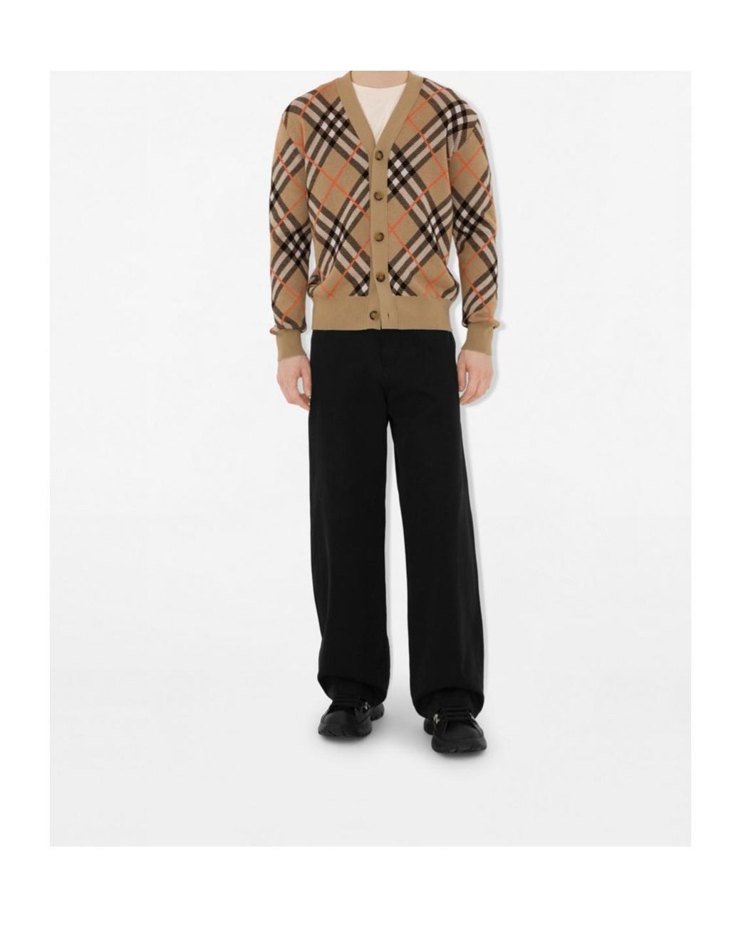 Burberry Brown Wool-Blend Check Cardigan for men