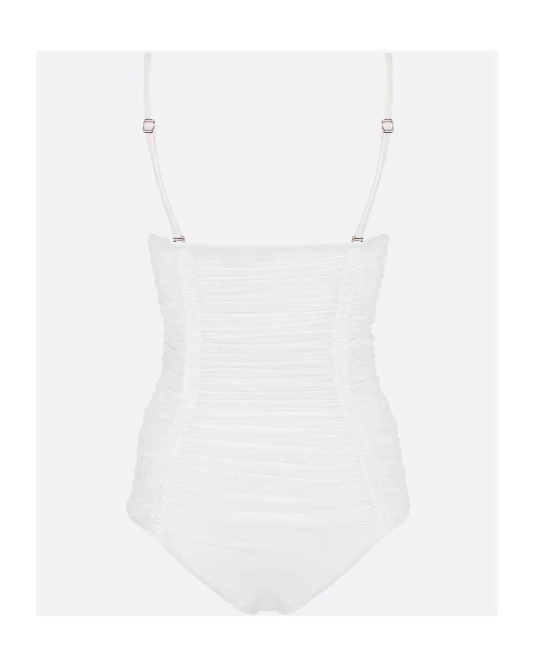 Dior White Gathered Detailed One-Piece Swimsuit