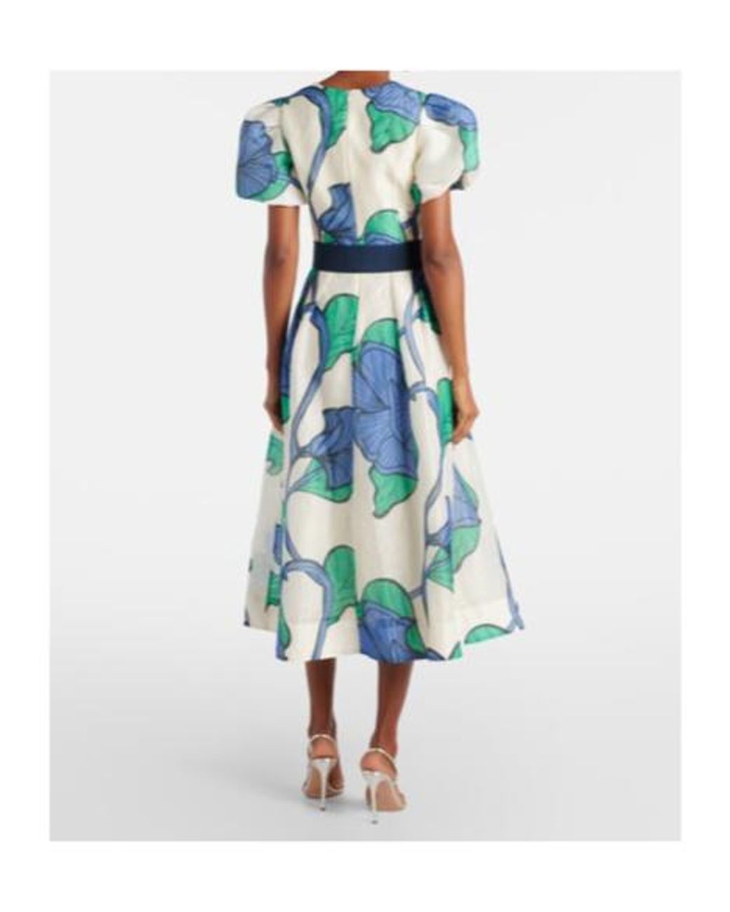 Rebecca Vallance Blue Ivy Floral Linen And Silk Midi Dress