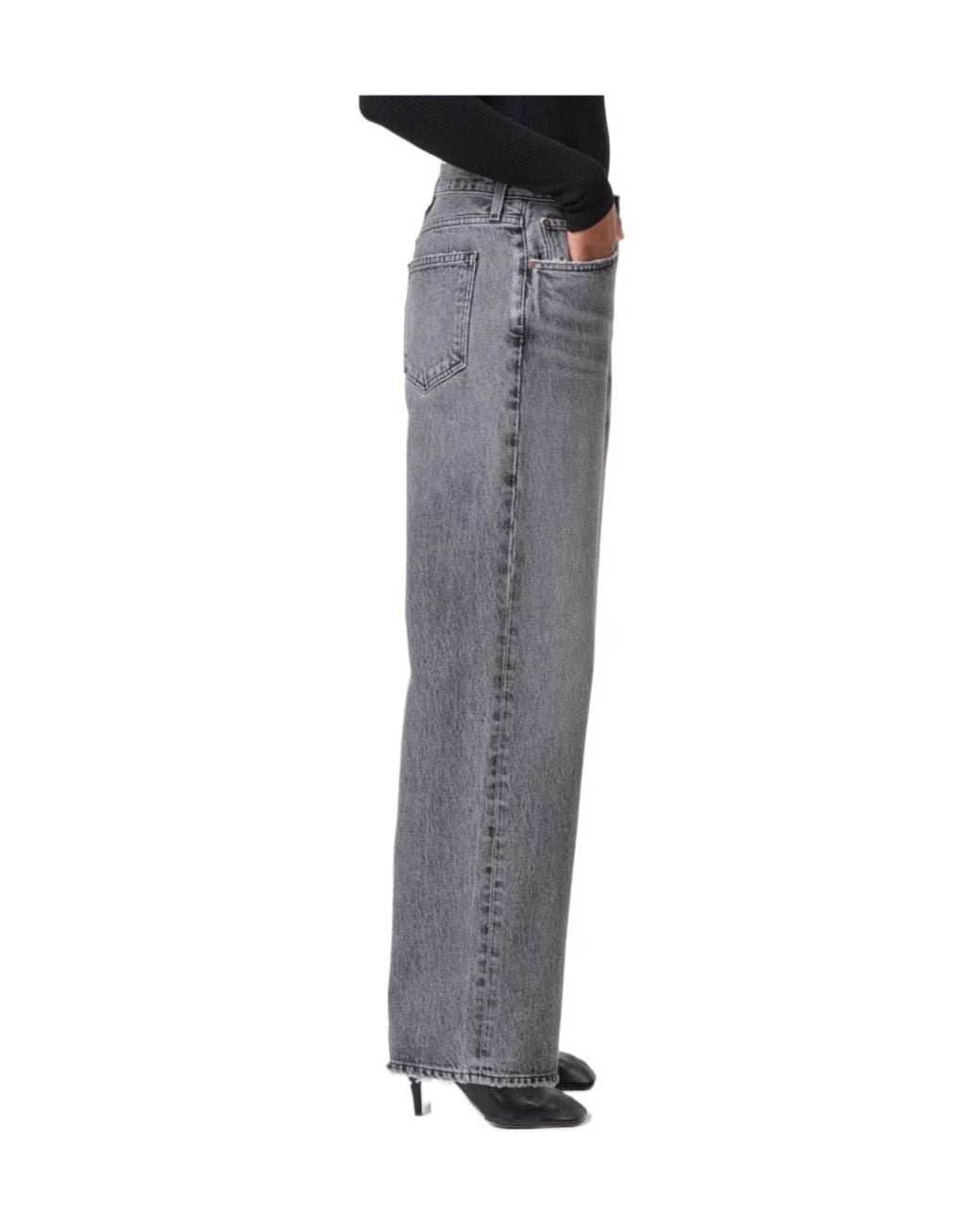 Agolde Black Low Rise Wide-Leg Jeans