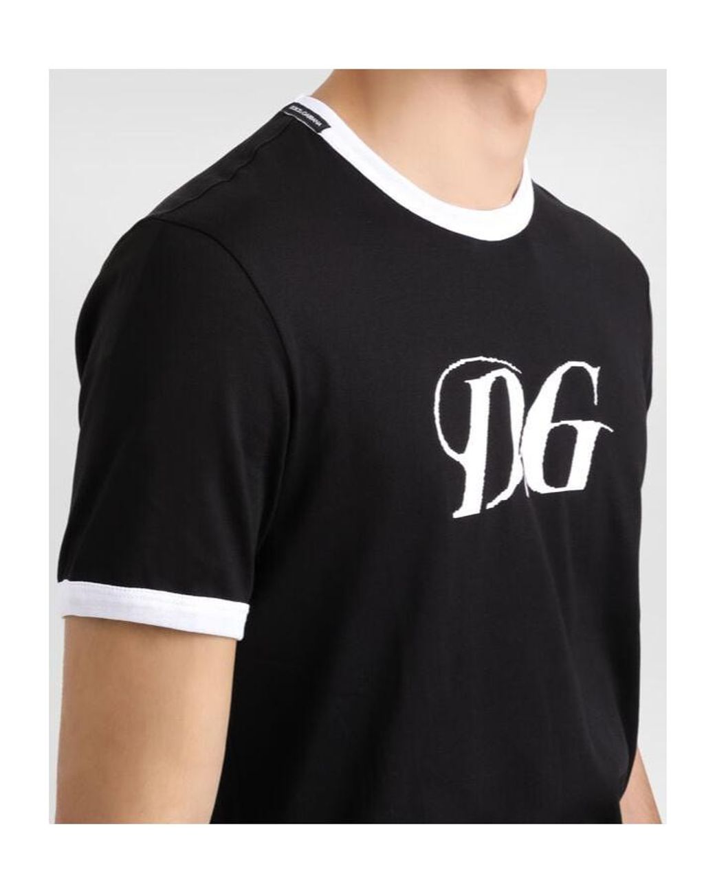 Dolce & Gabbana Black Dg Printed Crewneck T-Shirt for men