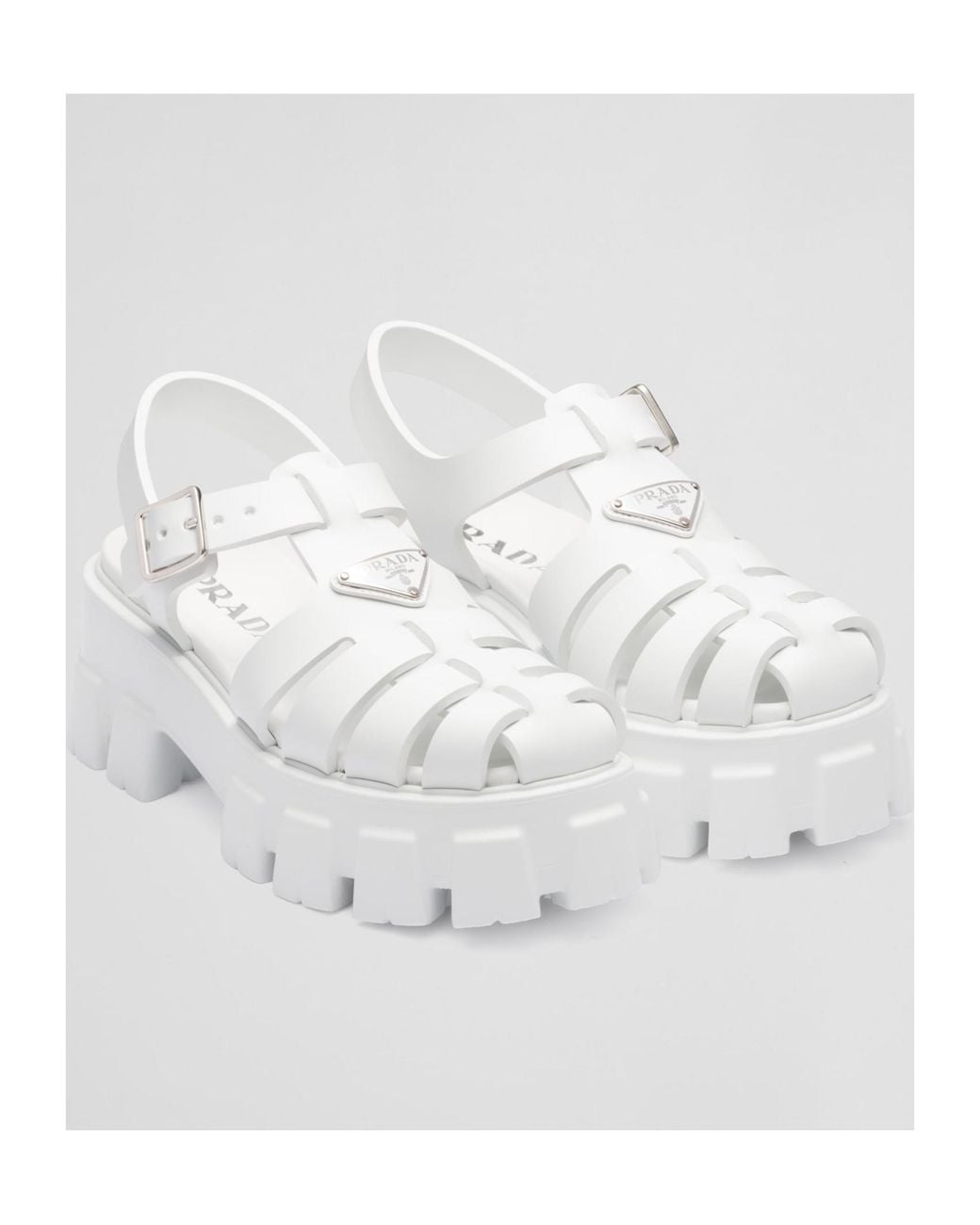 Prada White Rubber Monolith Sandals