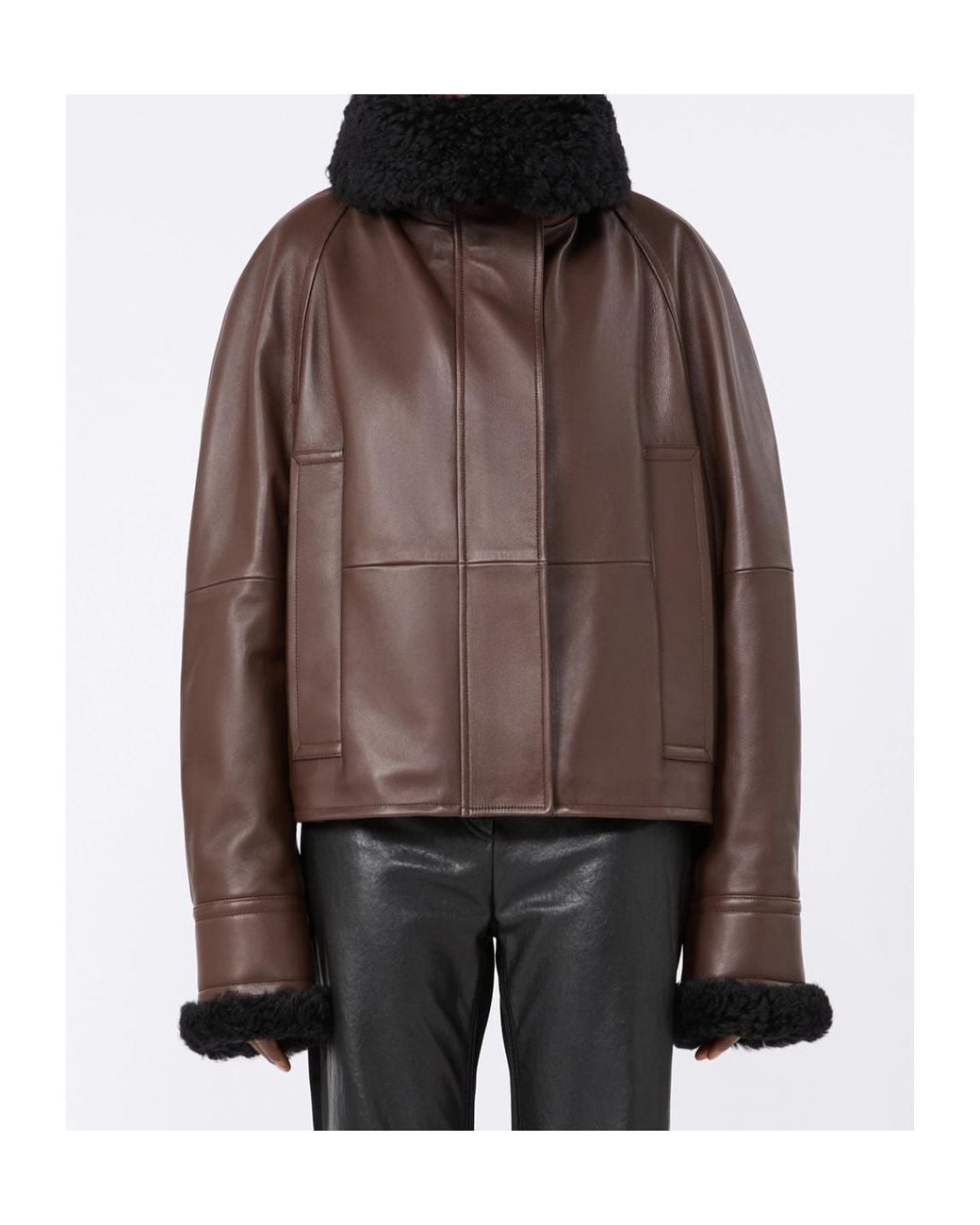 Sportmax Brown Short Padded Leather Jacket
