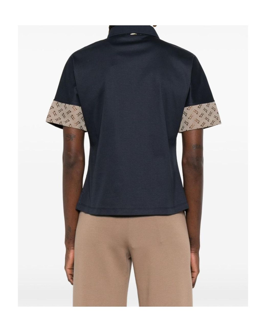 Herno Blue Jacquard Trim Polo Top