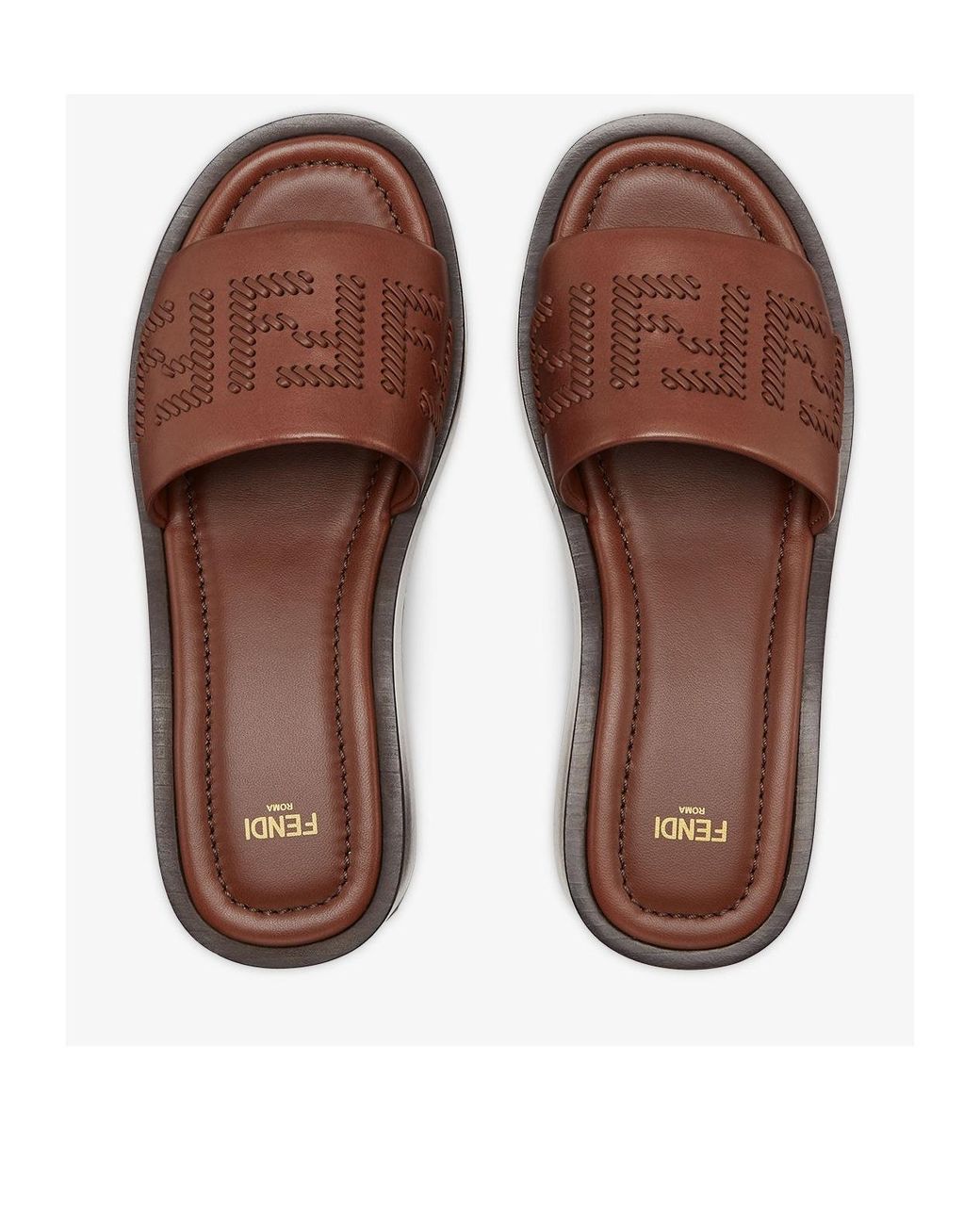 Fendi Brown Sunshine Flatform Slides