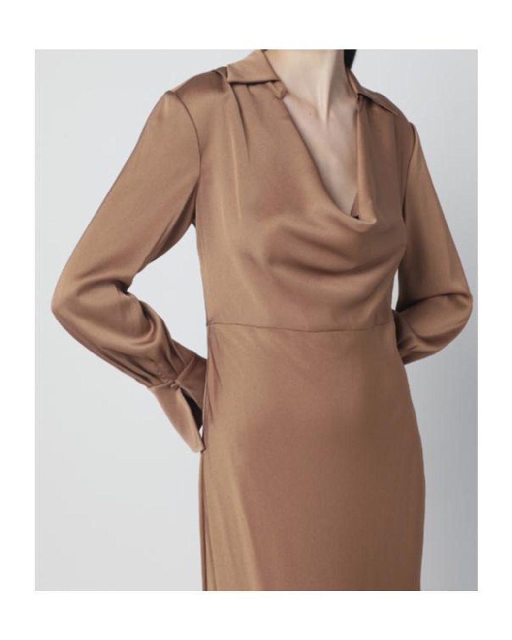 Jonathan Simkhai Brown Adelle Satin Dress With Draping