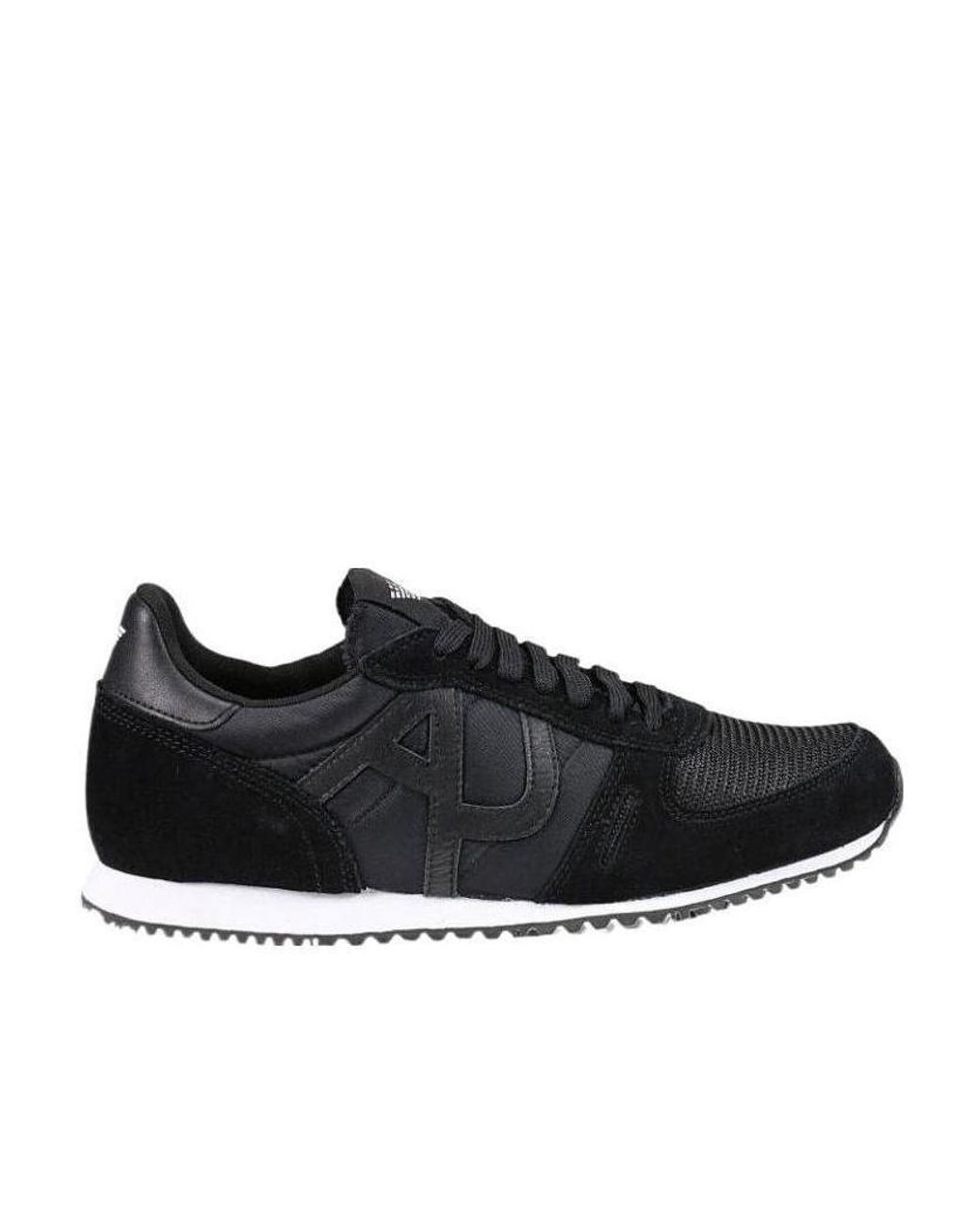 Armani Jeans Black Lace-Up Casual Sneakers for men