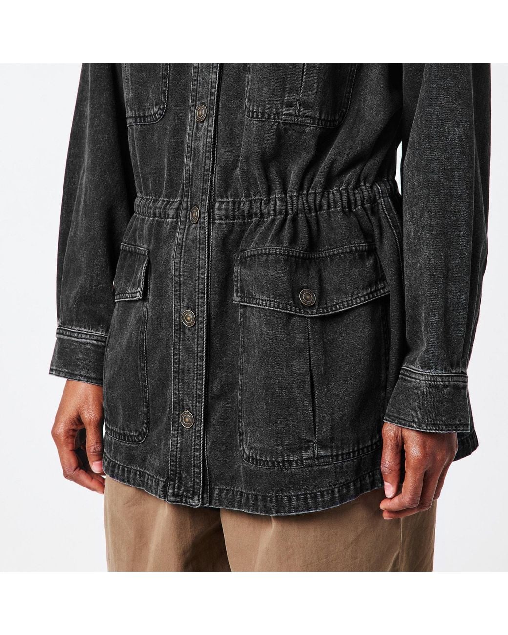 Isabel Marant Black Washed Lapel Denim Coat