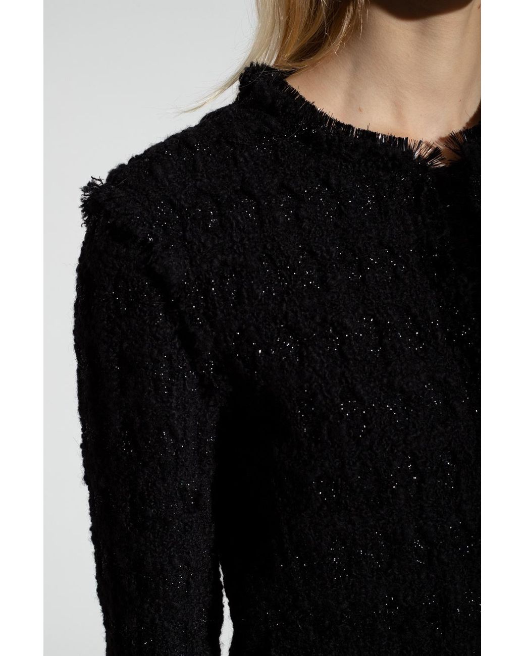 Tory Burch Black Tweed Roundneck Jacket