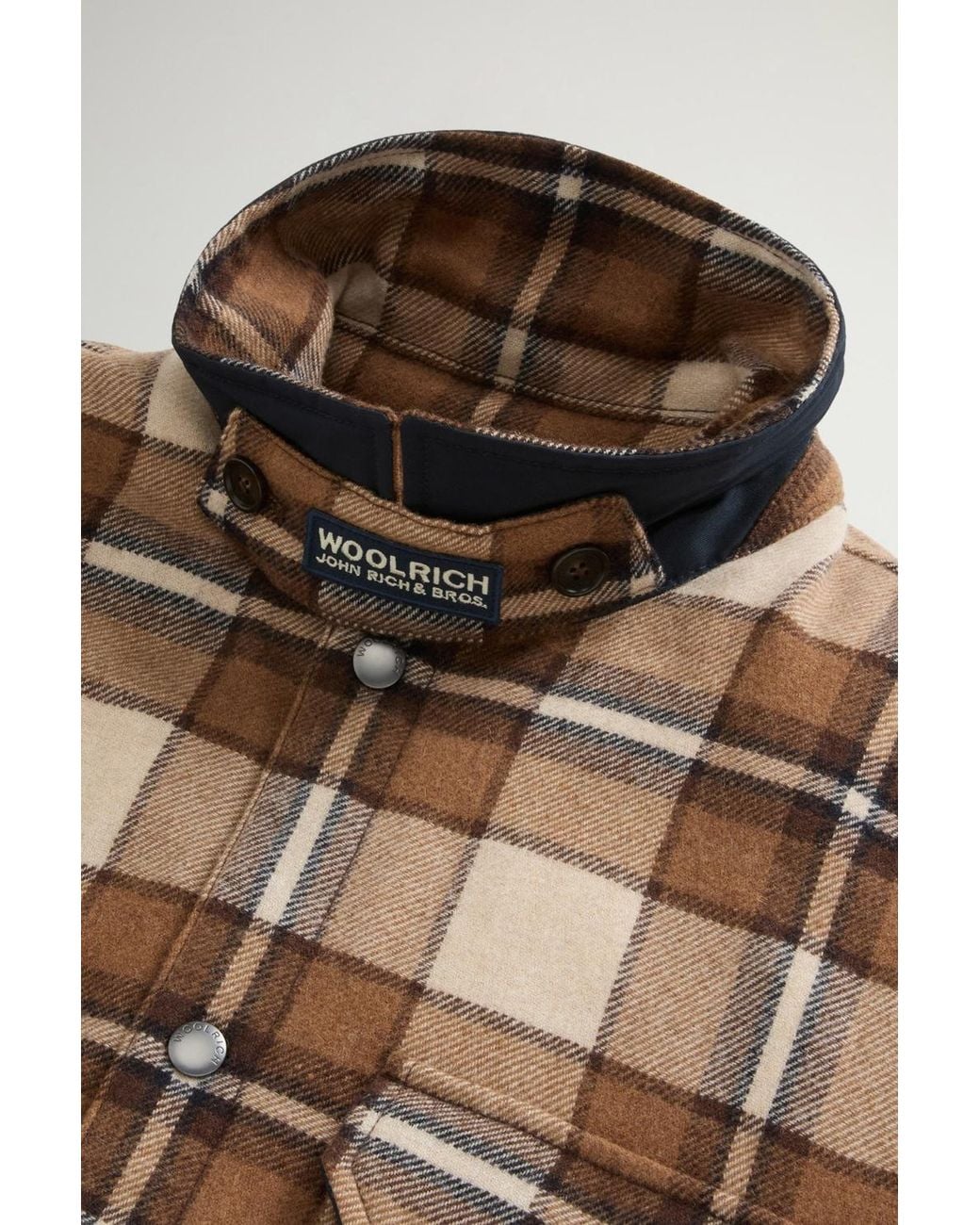 Woolrich Brown Checked Overshirt Jacket for men