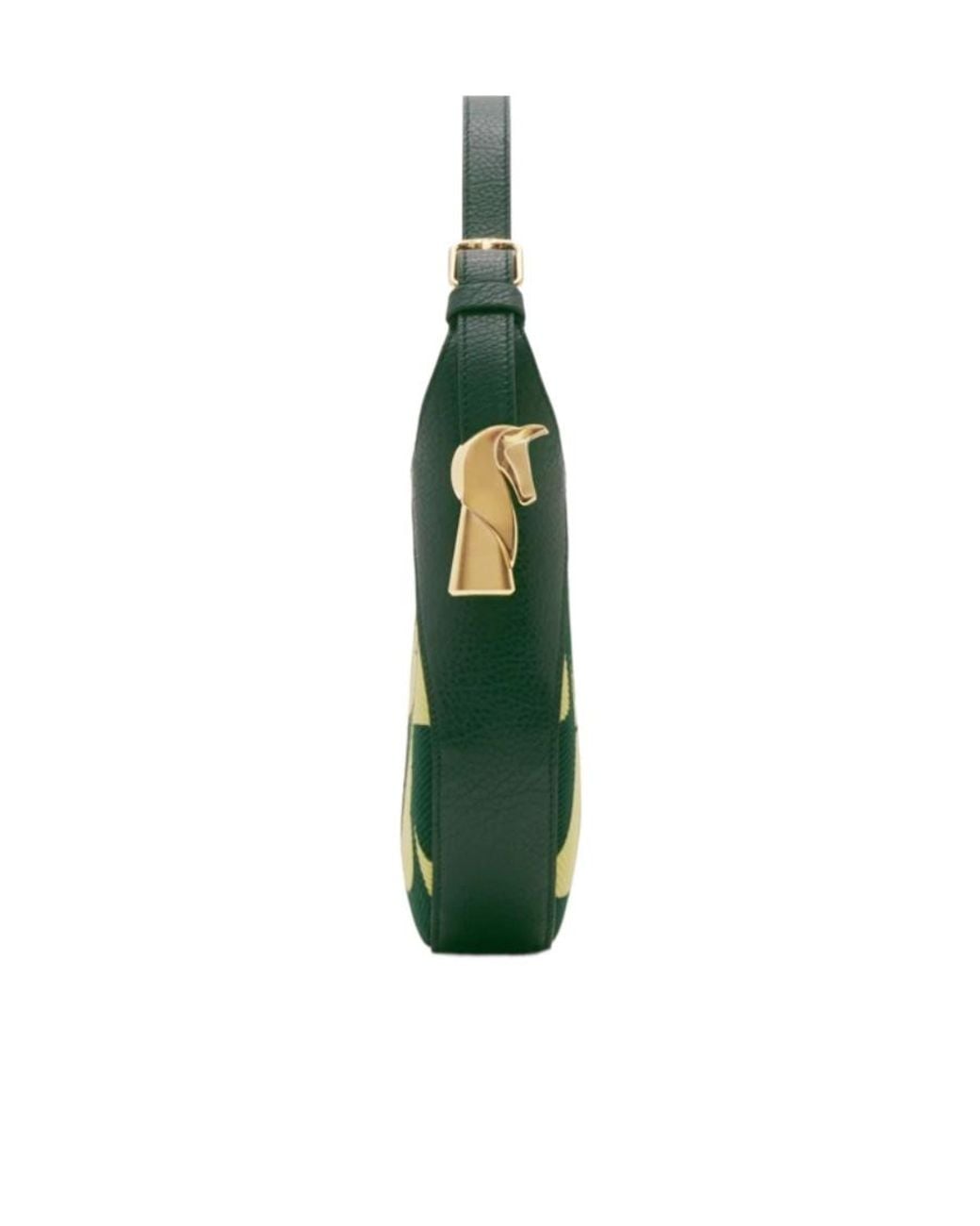 Burberry Green Small Chess Leather Shoulder Bag