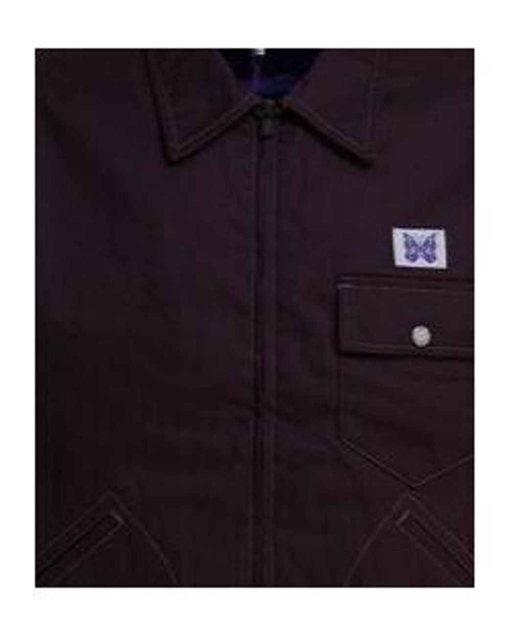 Needles Blue Zipped Logo Patch Jacket for men