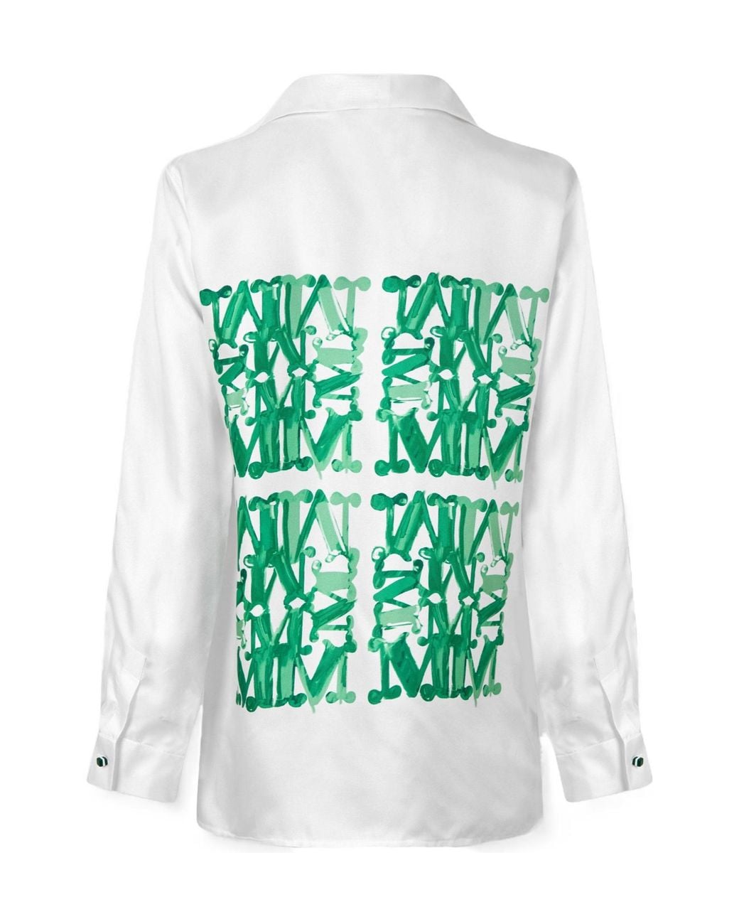 Max Mara Green Patterned Long-Sleeve Shirt