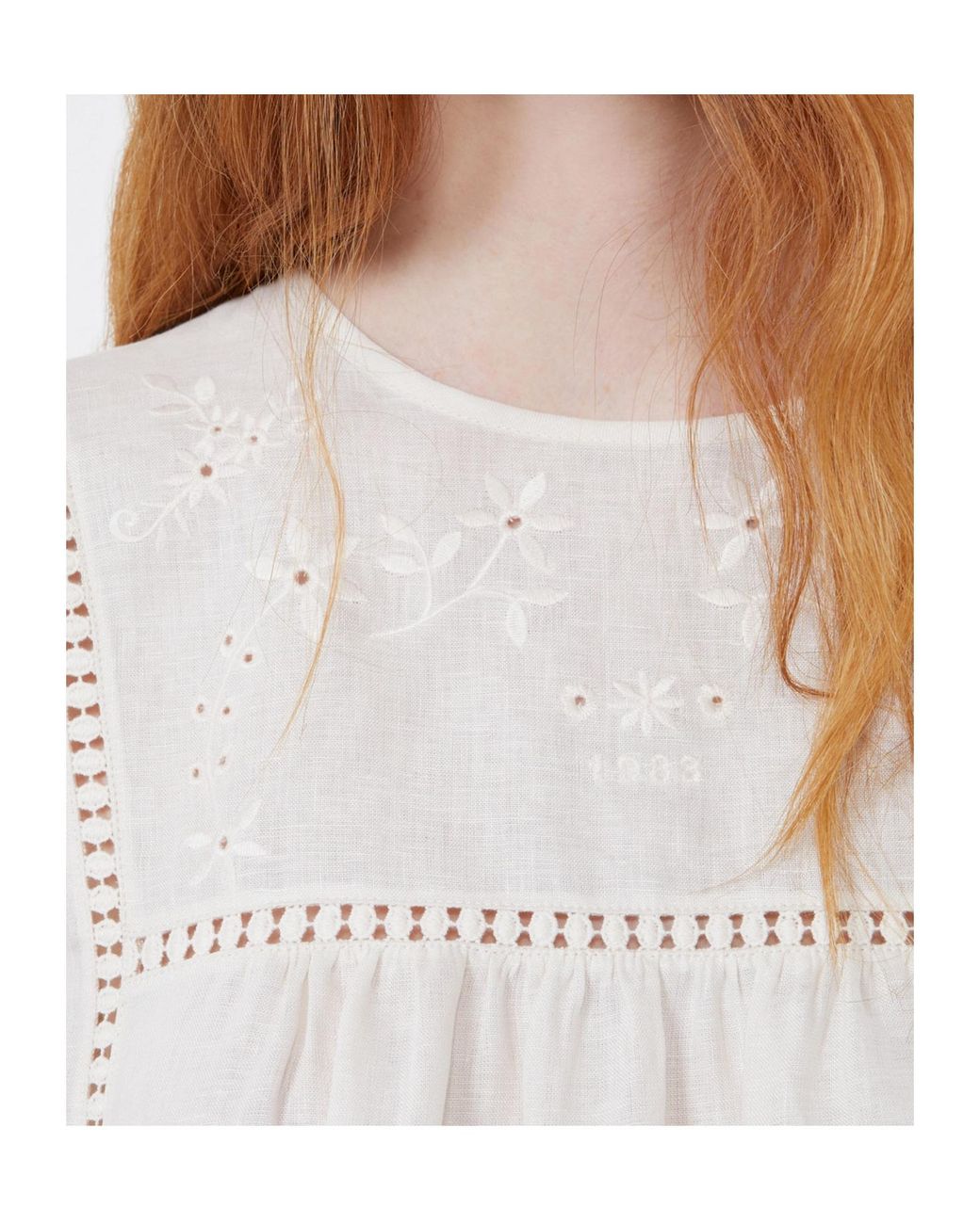 Weekend by Maxmara White Floral-Embroidered Panelled Top