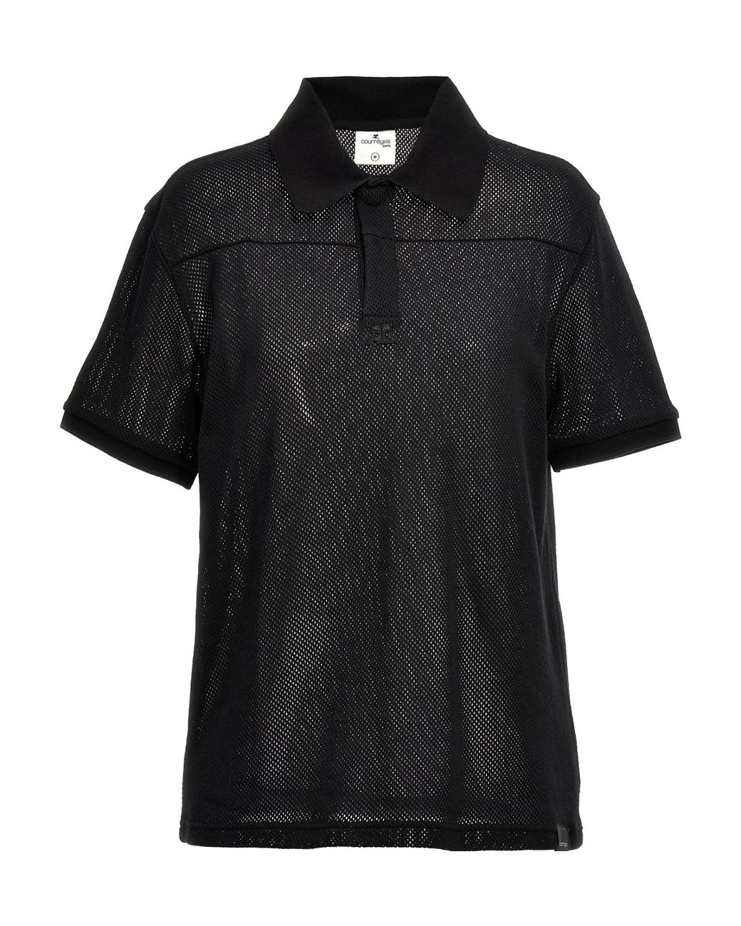 Courreges Black Courrèges Ac Mesh Short-Sleeved Polo Shirt for men
