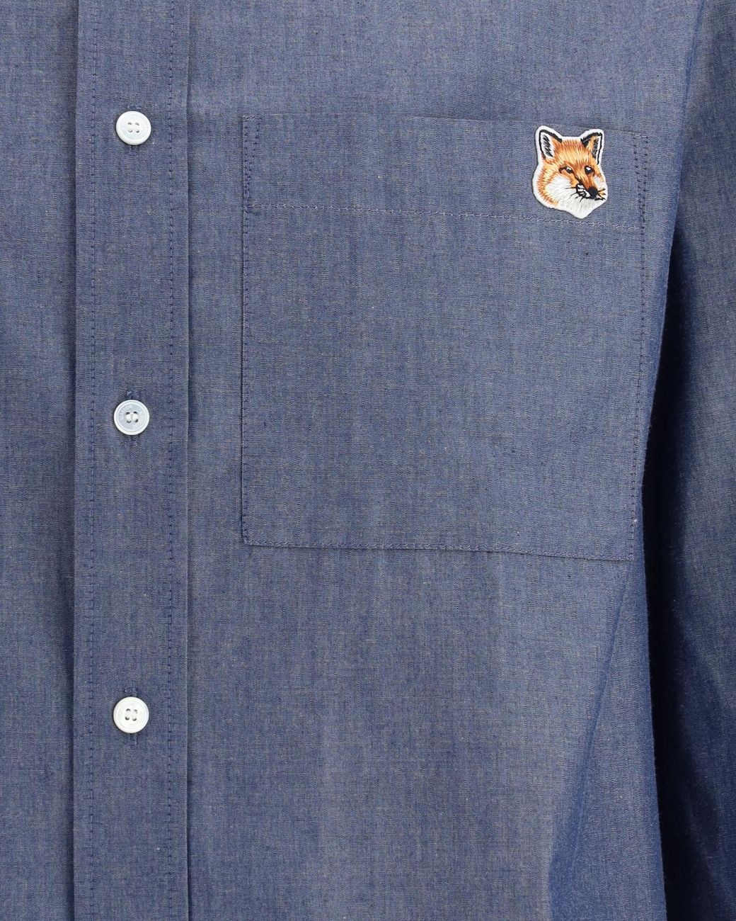 Maison Kitsuné Blue Maison Kitsuné Fox Head Patch Buttoned Shirt for men