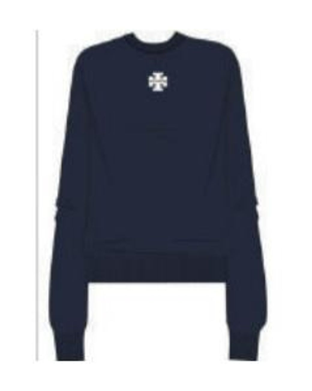 Tory Burch Blue Logo Crew Knitted Sweater
