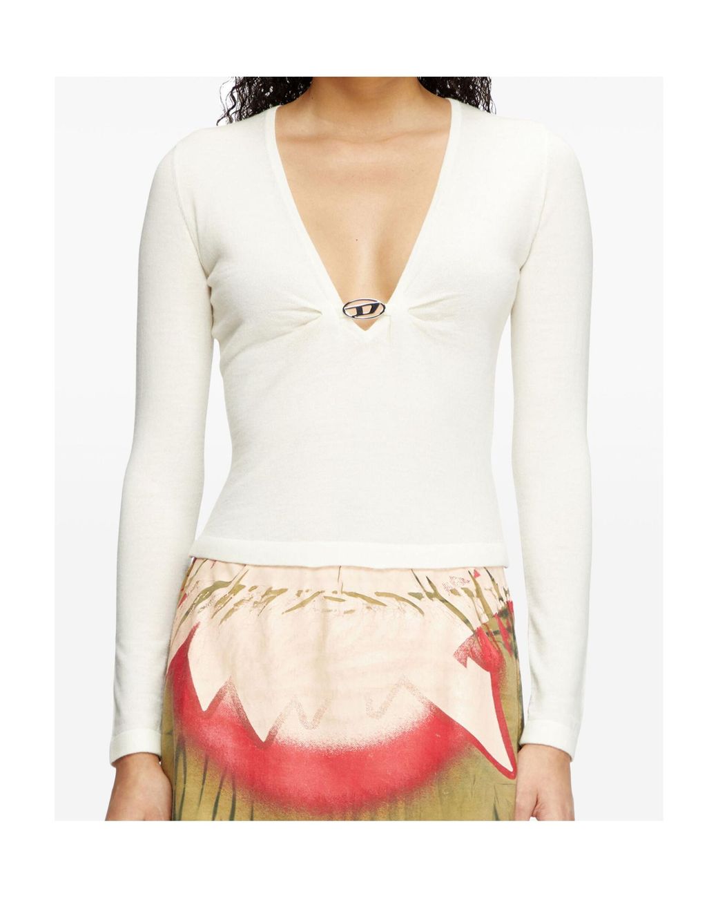 DIESEL White M-Piaffy V-Neck Top