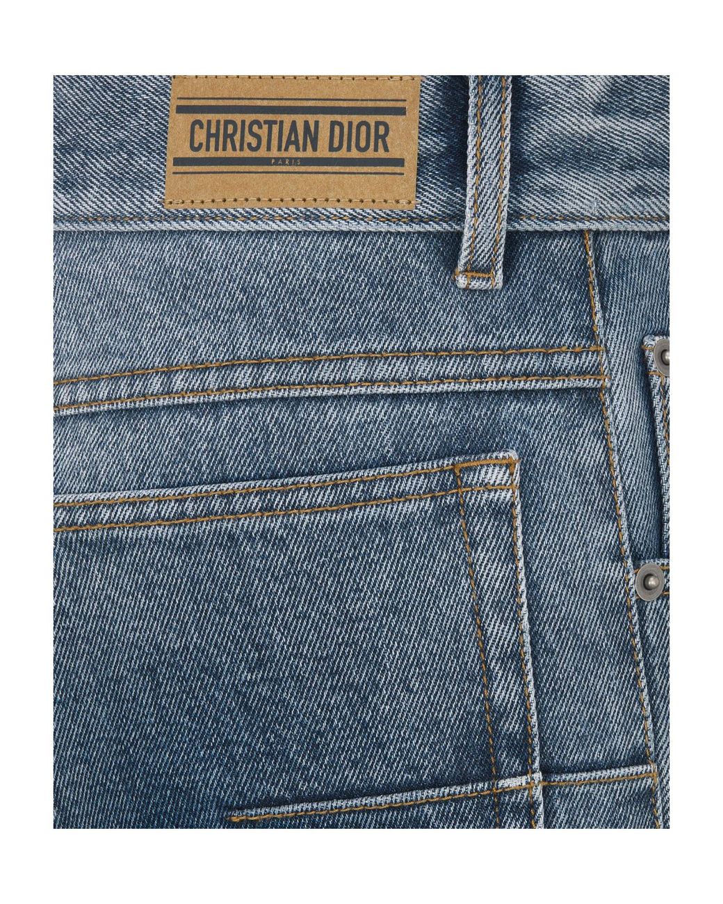 Dior Blue Christian Logo Patch Flared Jeans
