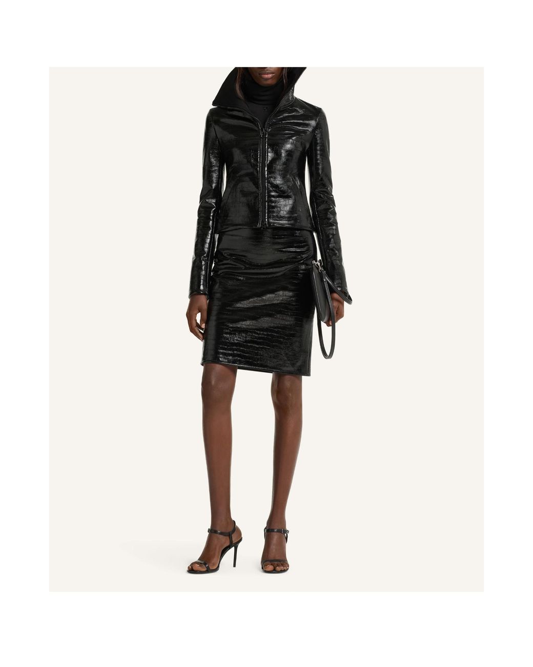 Courreges Black Croc-Embossed High-Neck Jacket