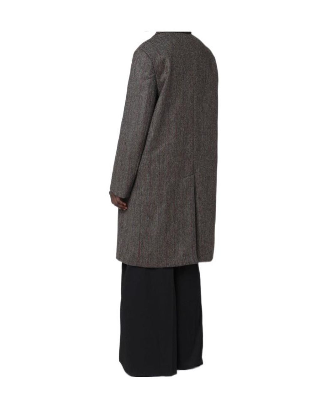 Maison Margiela Gray V-Neck Herringbone Coat for men