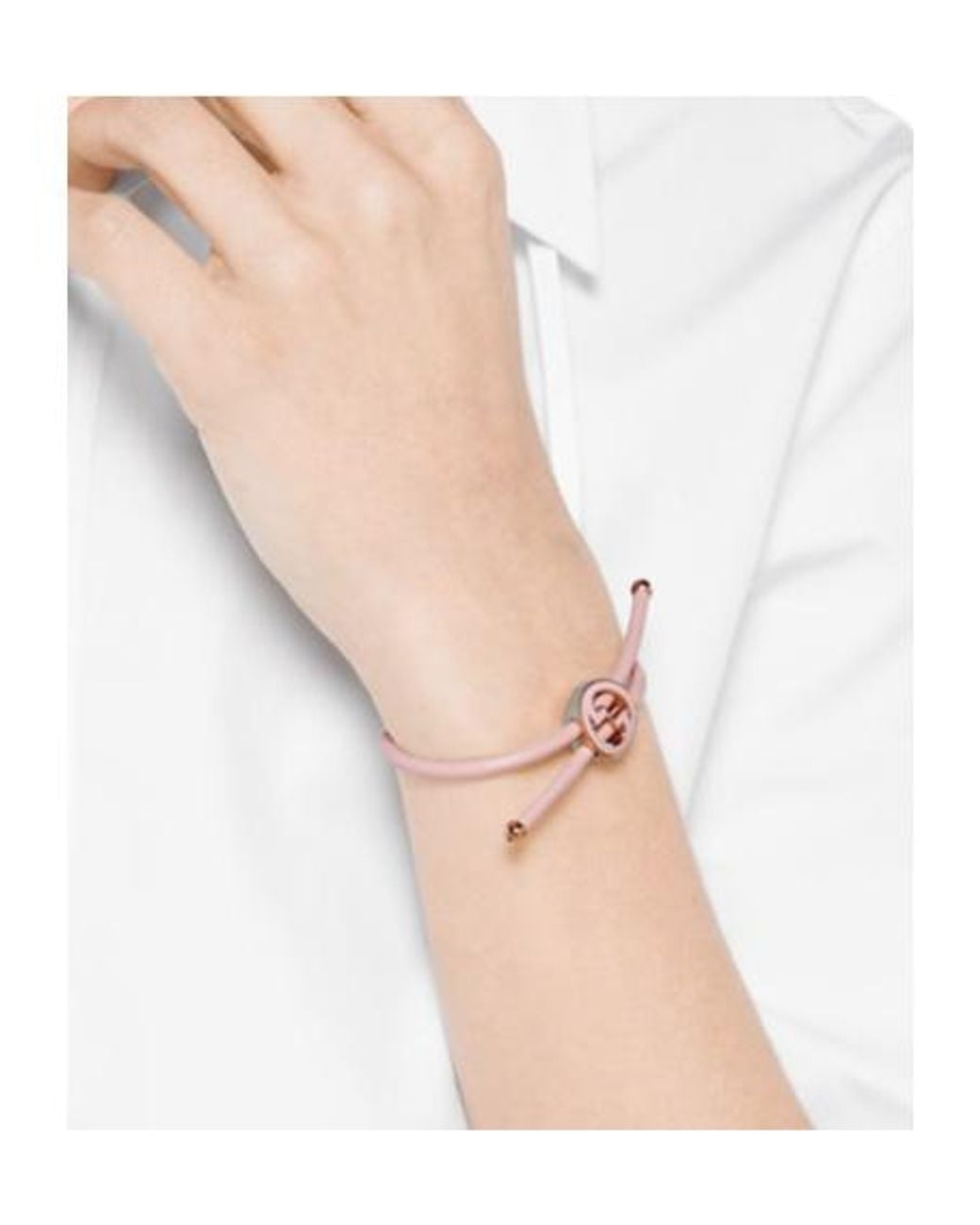 Gucci White Bracelet With Enamel Round Interlocking G