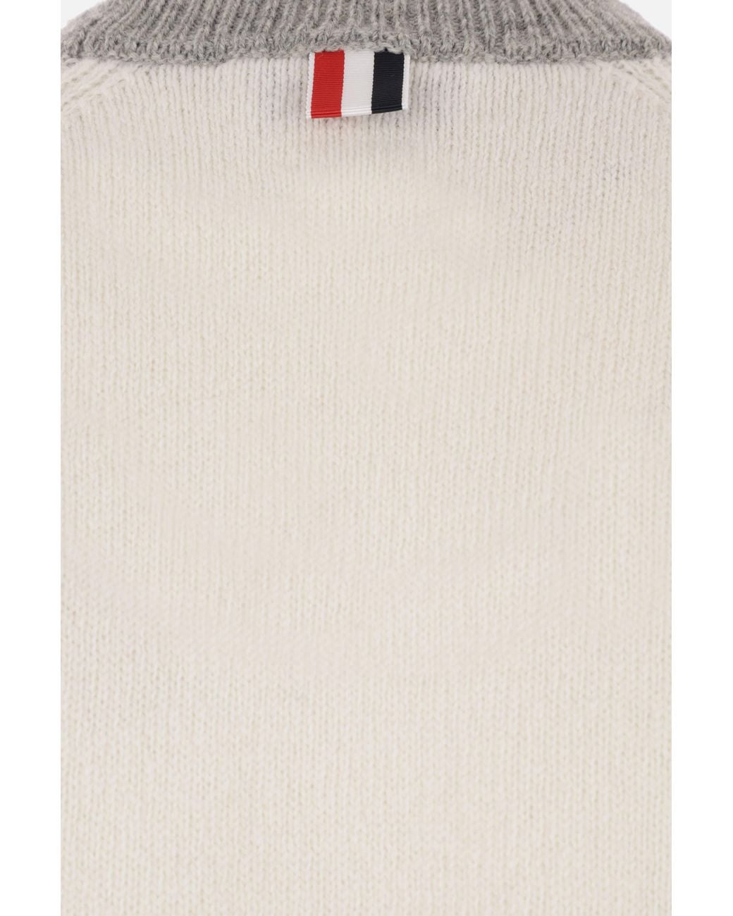 Thom Browne White Crewneck Knitted Jumper for men