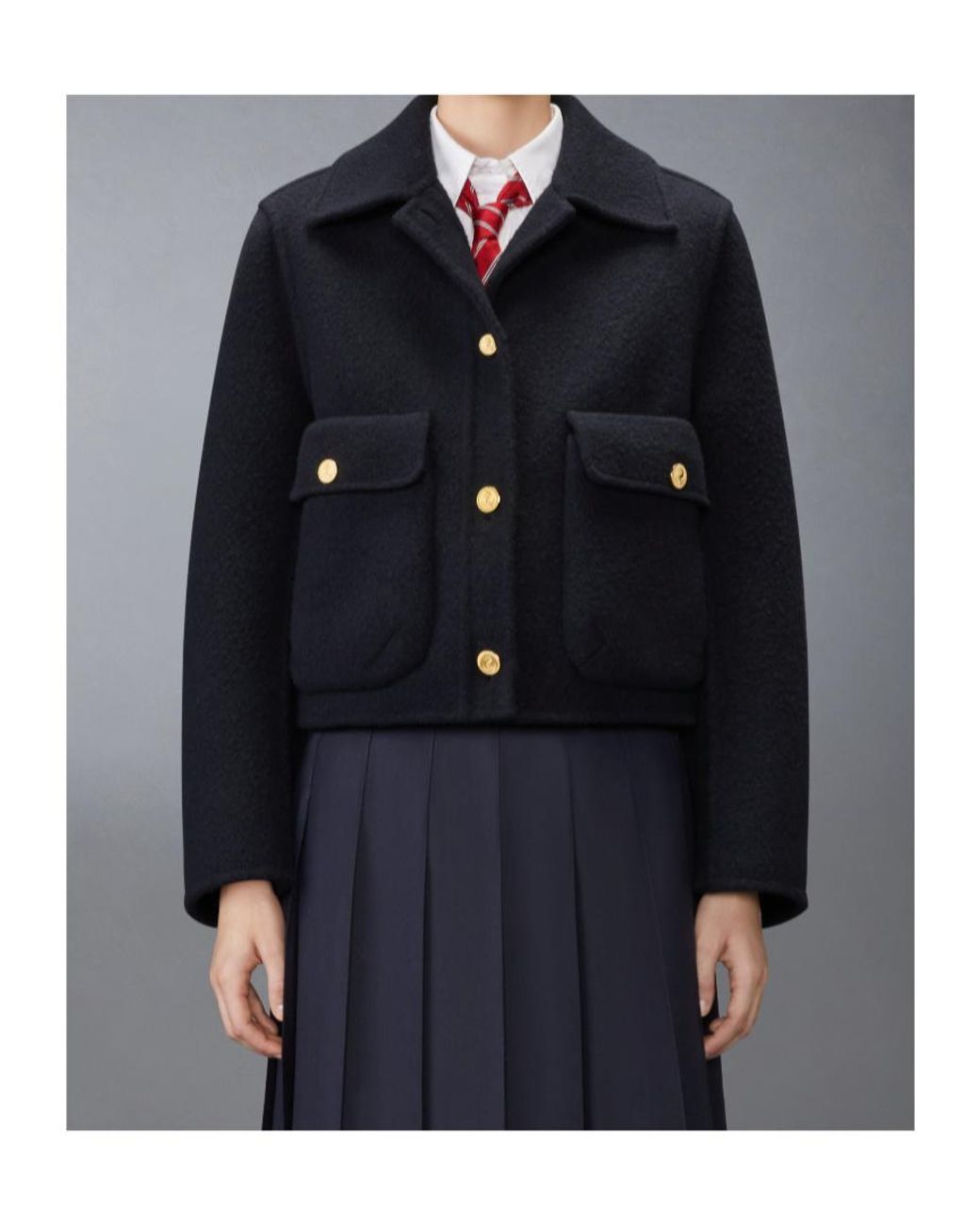 Thom Browne Blue Bell Sleeved Cropped Jacket