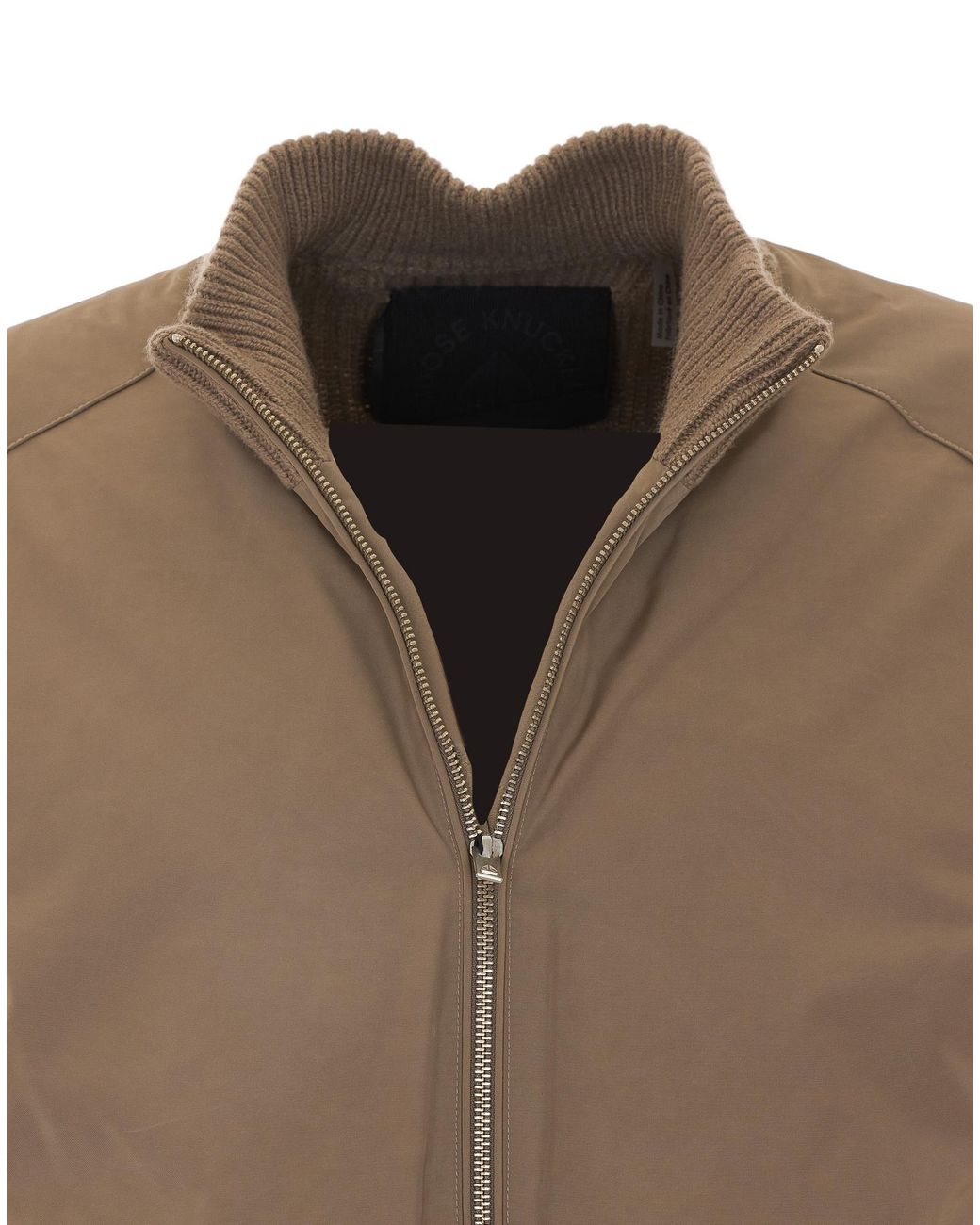 Moose Knuckles Brown Magnus Knit Hybrid Zipped Bomber Jacket for men