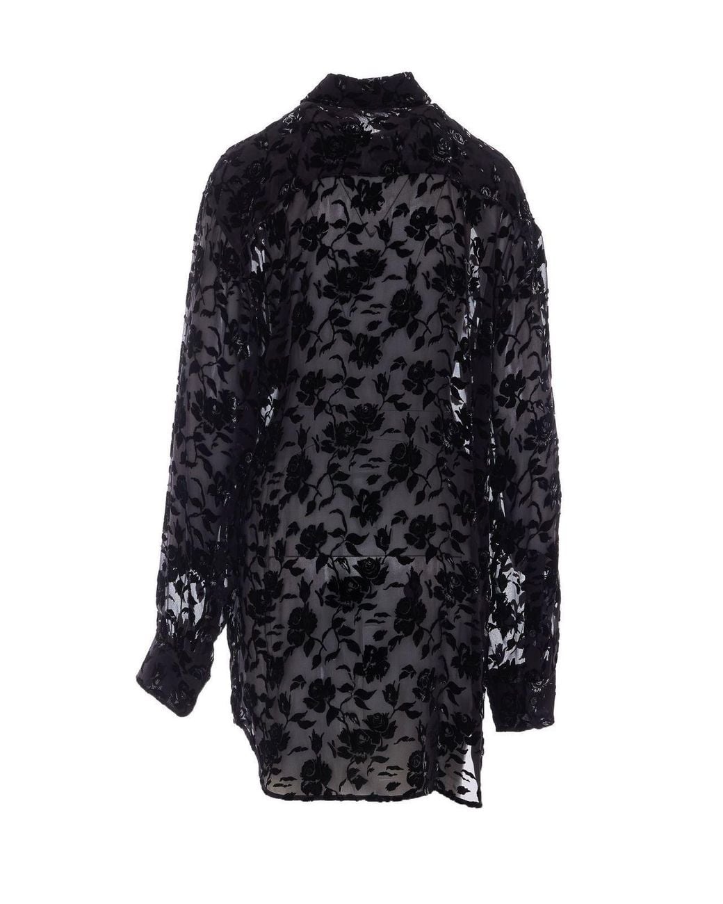 Ann Demeulemeester Black Sheer Floral Jacquard Shirt