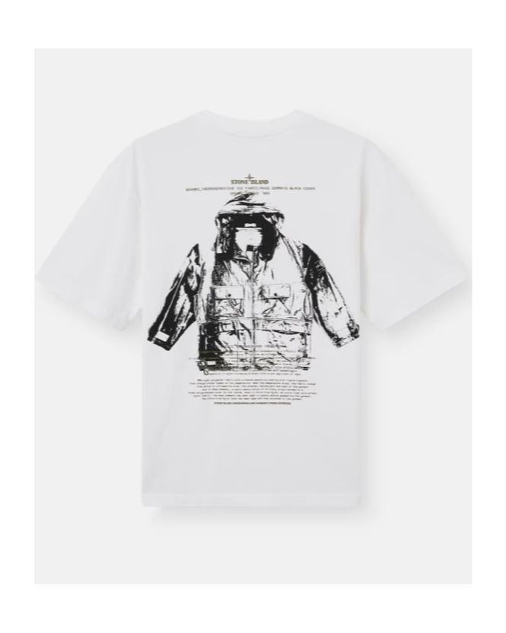 Stone Island White Logo Printed Crewneck T-Shirt for men