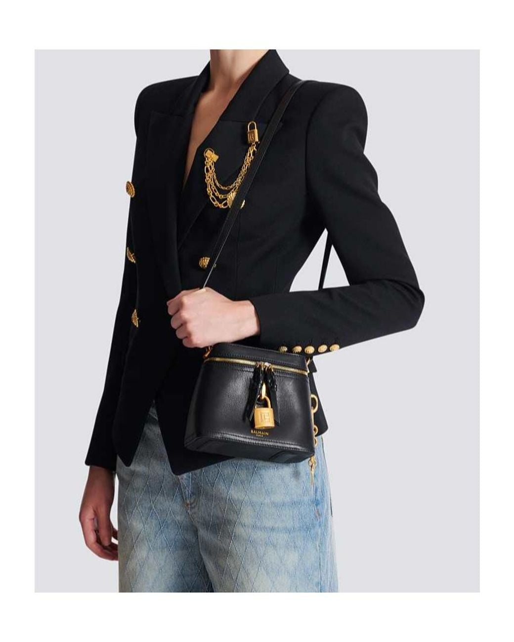 Balmain Black Pulse Vanity Bag